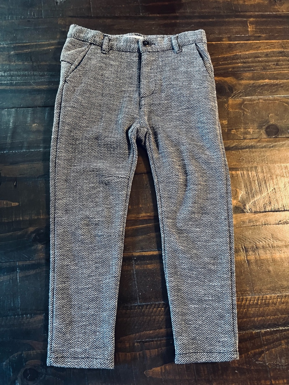Zara NWOT Kids Classic Gray Herringbone Pants 6